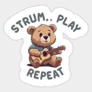 Guitarist Gift | guitar player | Bear Lover | Bear | guitar | play an instrument | Birthday gift guitar boy girl Sticker